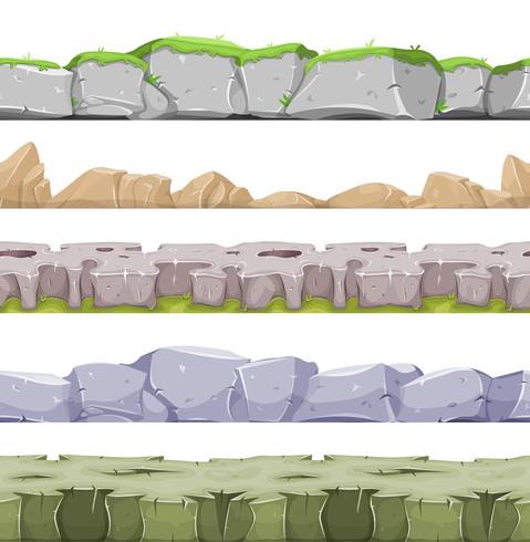 Naadloos rotsachtig landschap en steenachtige gronden voor Game Ui vector