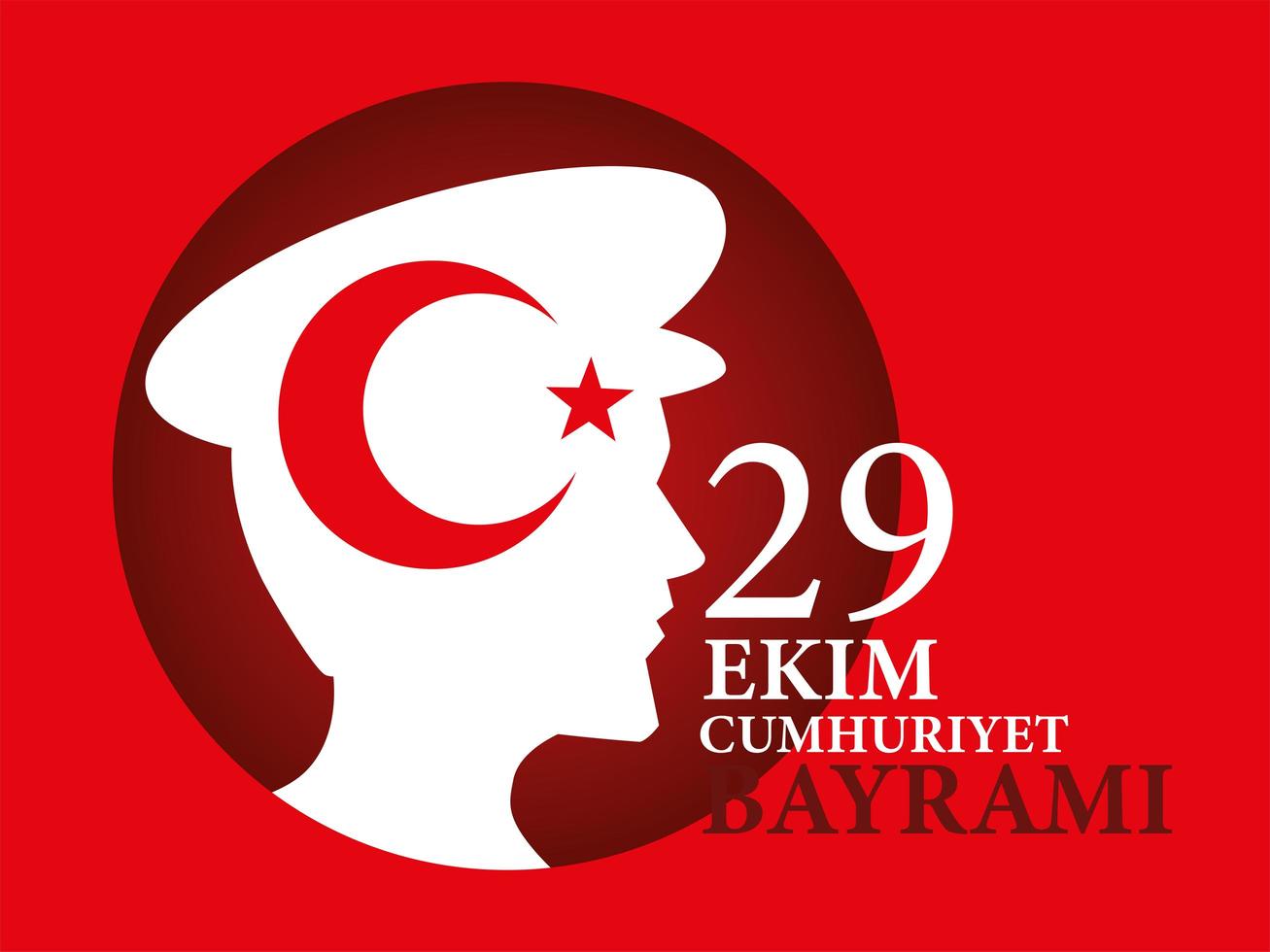 29 ekim cumhuriyet bayrami met Turks ataturk man silhouet in cirkel vector design