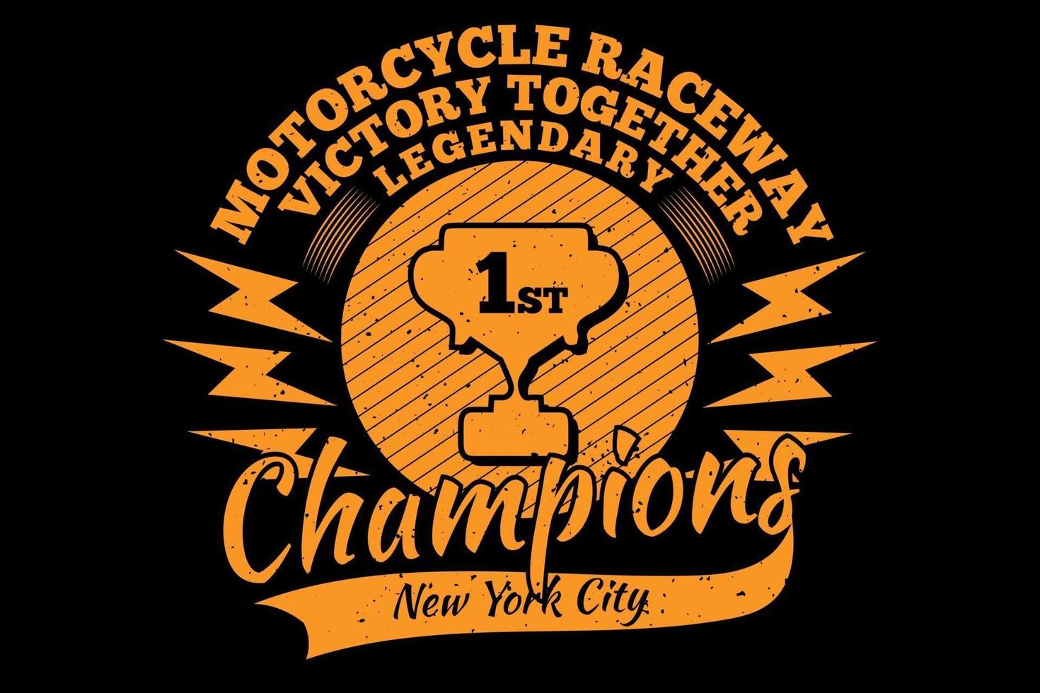 t-shirt typografie kampioenen motorfiets raceway vintage stijl vector