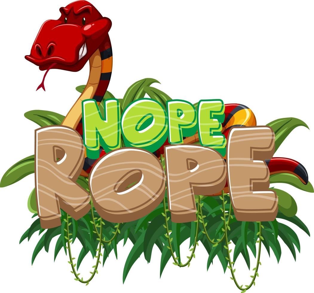 slang stripfiguur met nope touw lettertype banner geïsoleerd vector