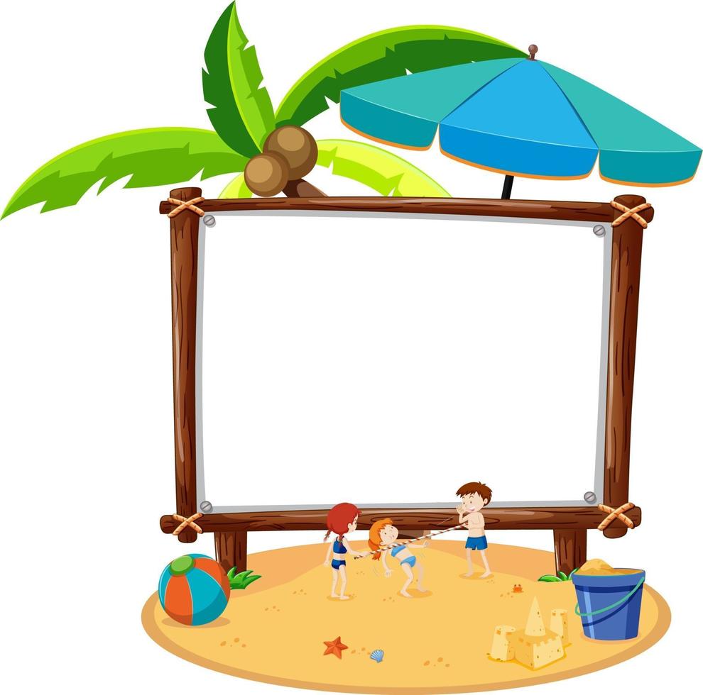 zomer strand thema met lege banner geïsoleerd op een witte achtergrond vector