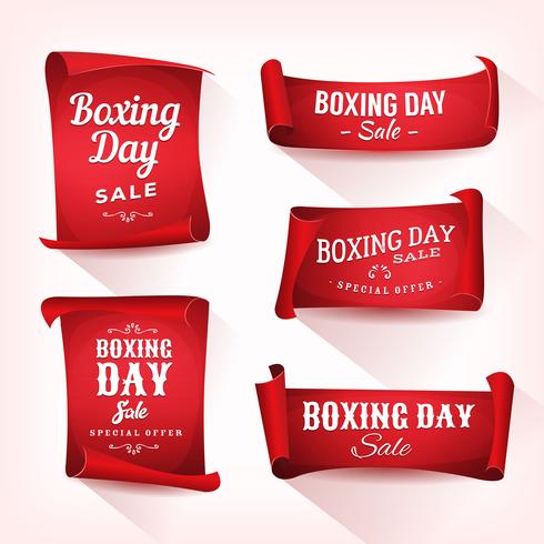 Set van Boxing Day verkoop perkament en Banners vector