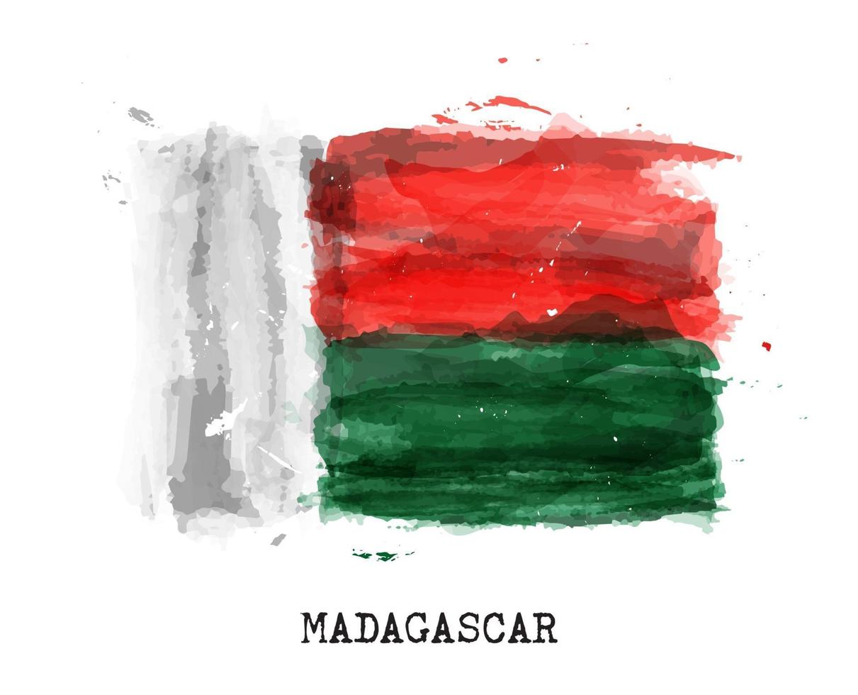 realistische aquarel vlag van Madagaskar. vector