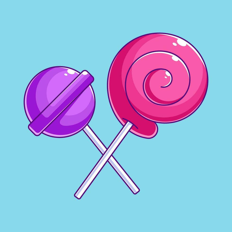 twee lolly in tekenfilm stijl vector