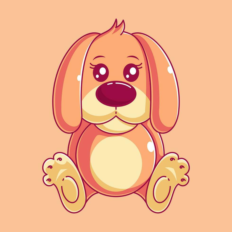 schattig hond pop zittend alleen tekenfilm stijl vector