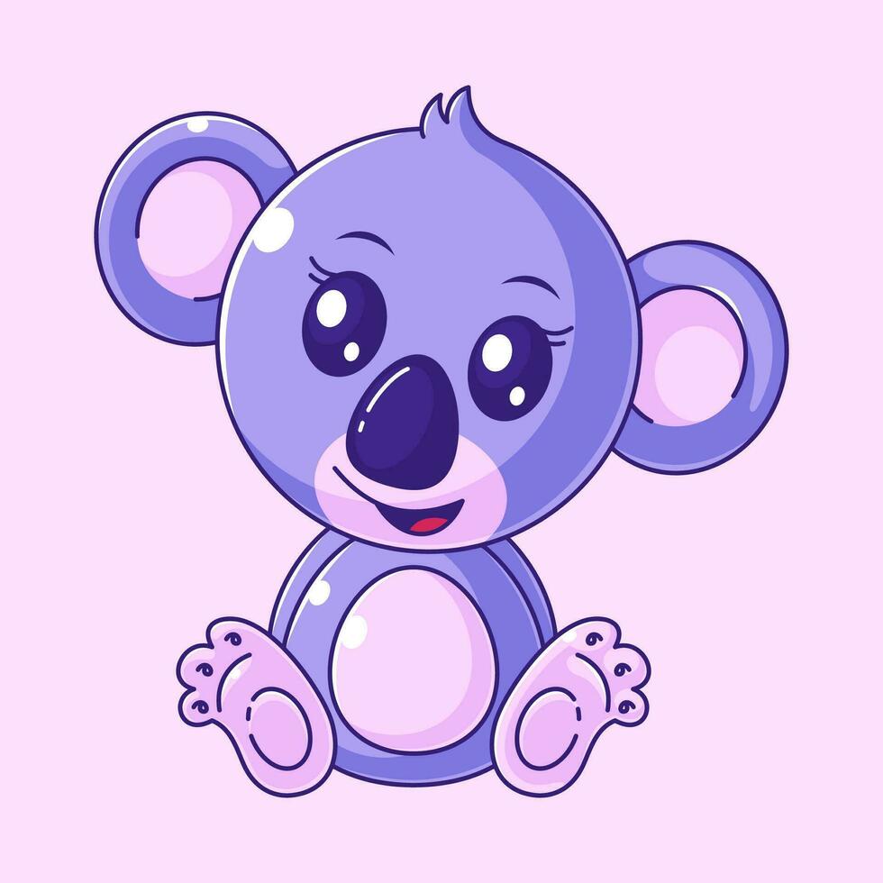 schattig koala zittend in tekenfilm stijl vector