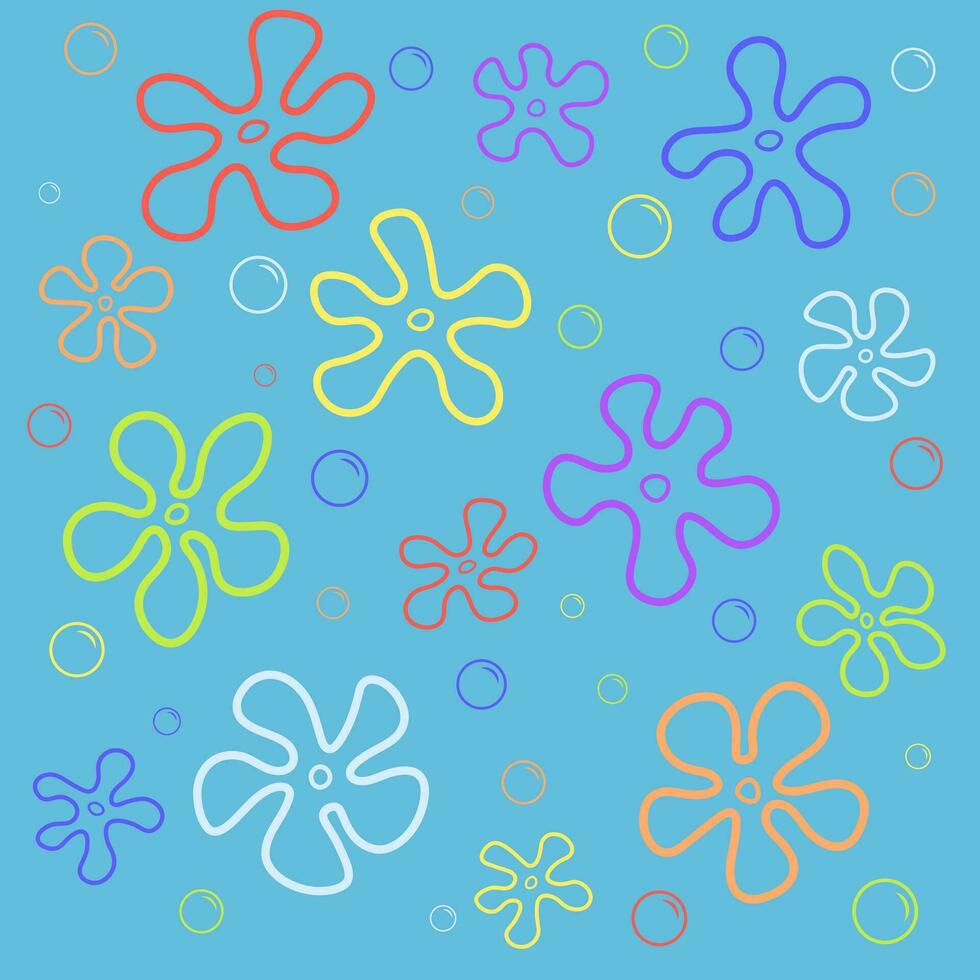 achtergrond met bloemen en bubbels. vector