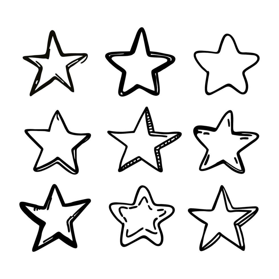reeks van sterren. schets van sterren. blanco sterren vector