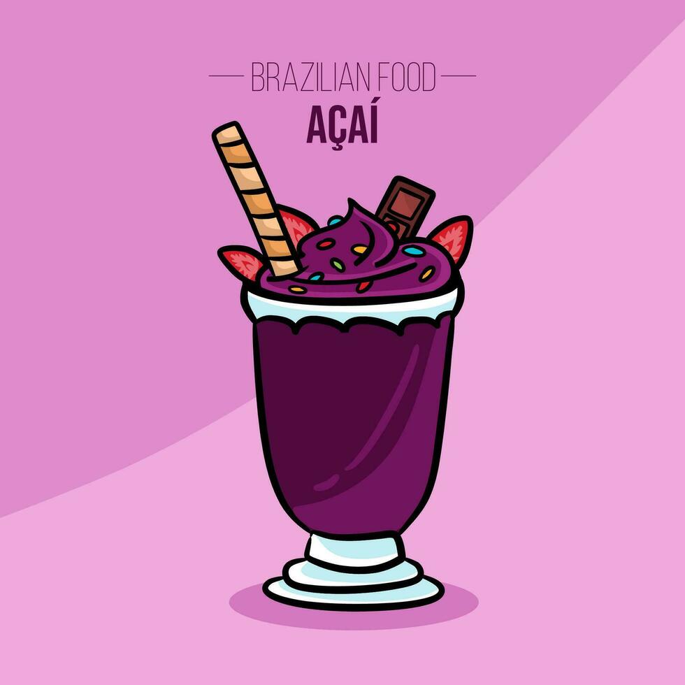 acai kop met fruit braziliaans voedsel vector