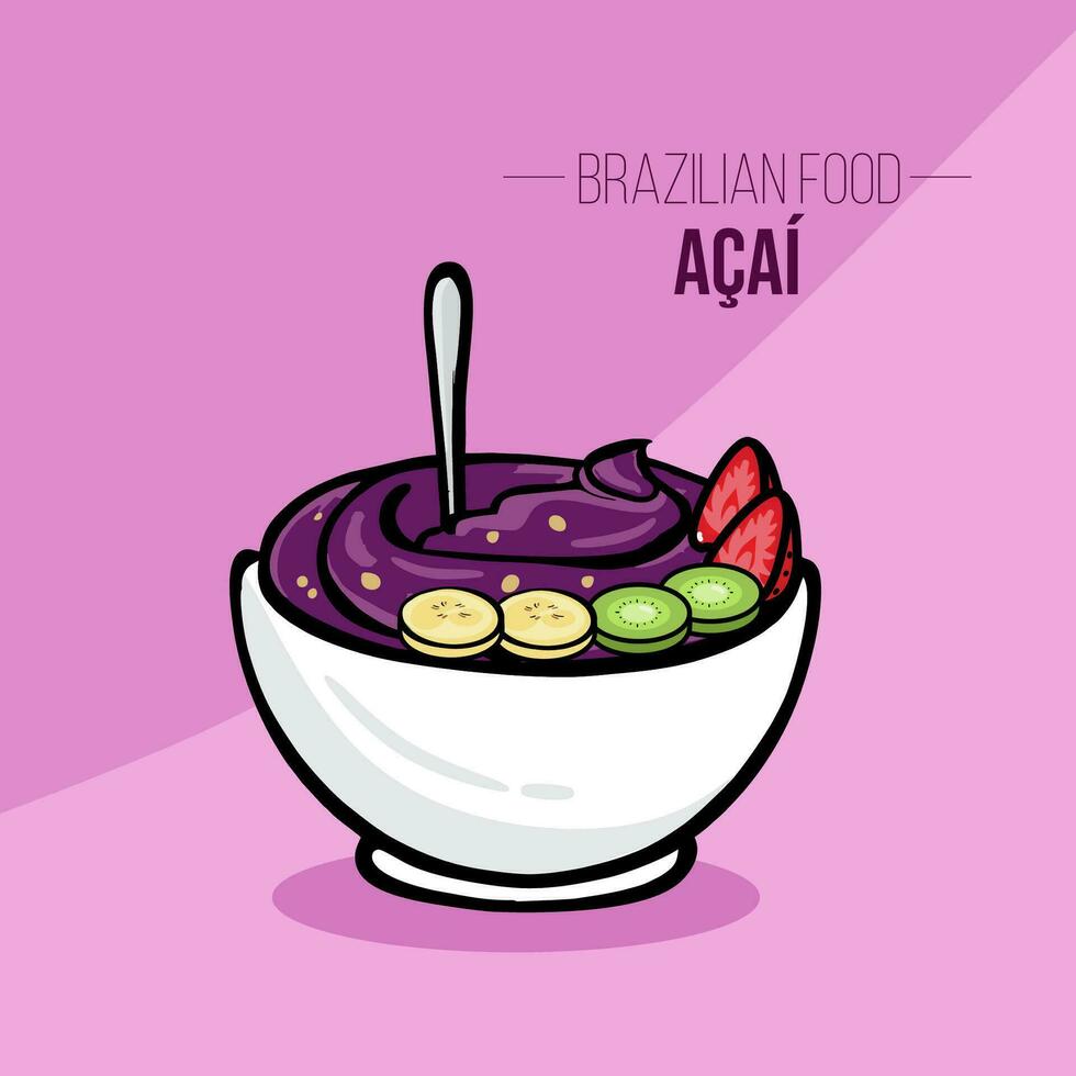 acai kom met fruit braziliaans voedsel vector