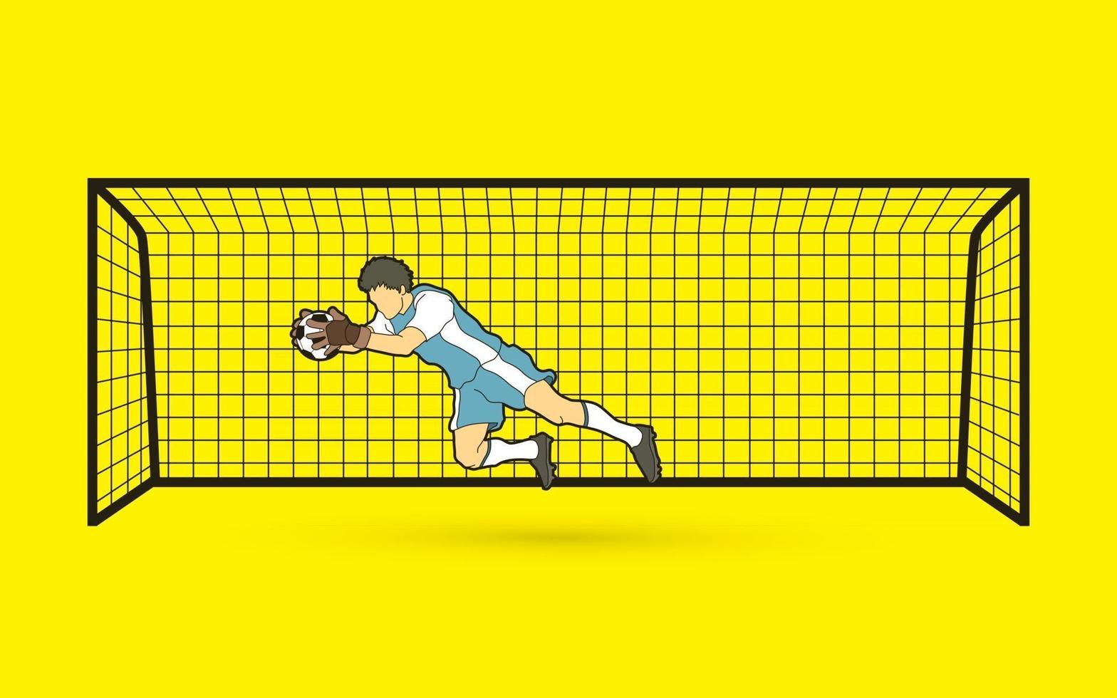 voetbal keeper actie vector