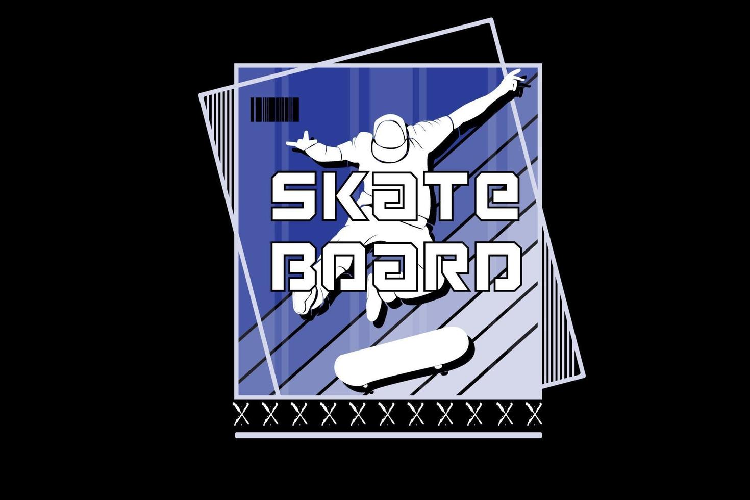 skate board silhouet kleur blauw verloop vector