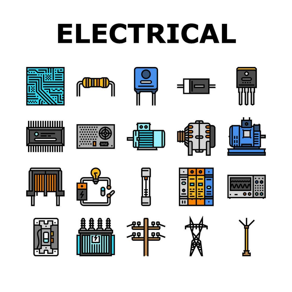 elektrisch ingenieur industrie werk pictogrammen reeks vector