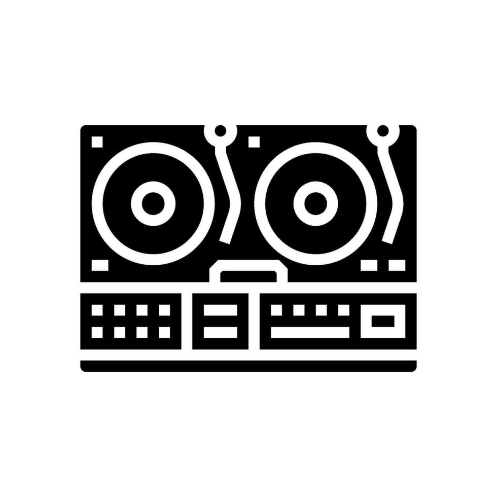 retro dj draaitafel retro muziek- glyph icoon vector illustratie