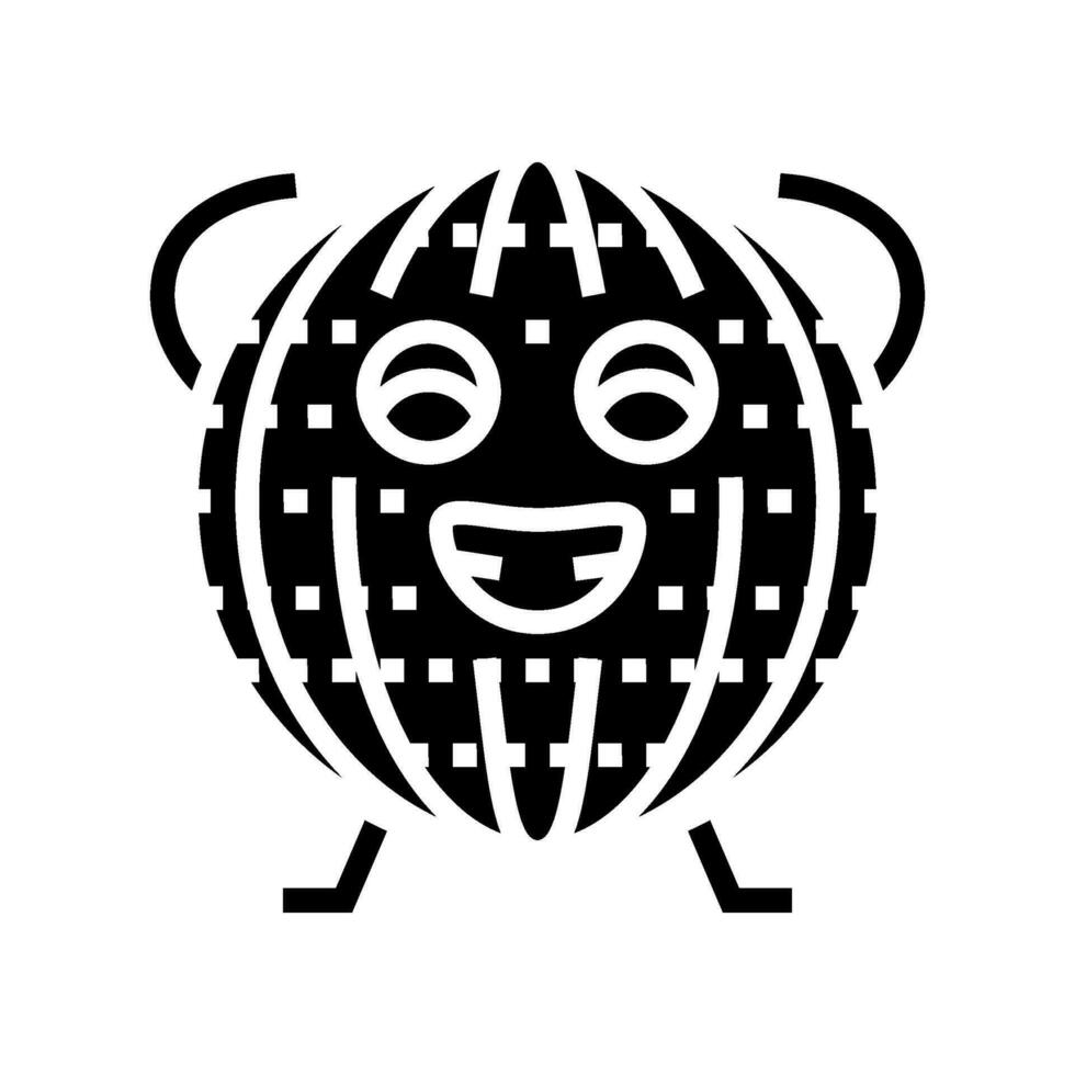 disco bal karakter retro muziek- glyph icoon vector illustratie