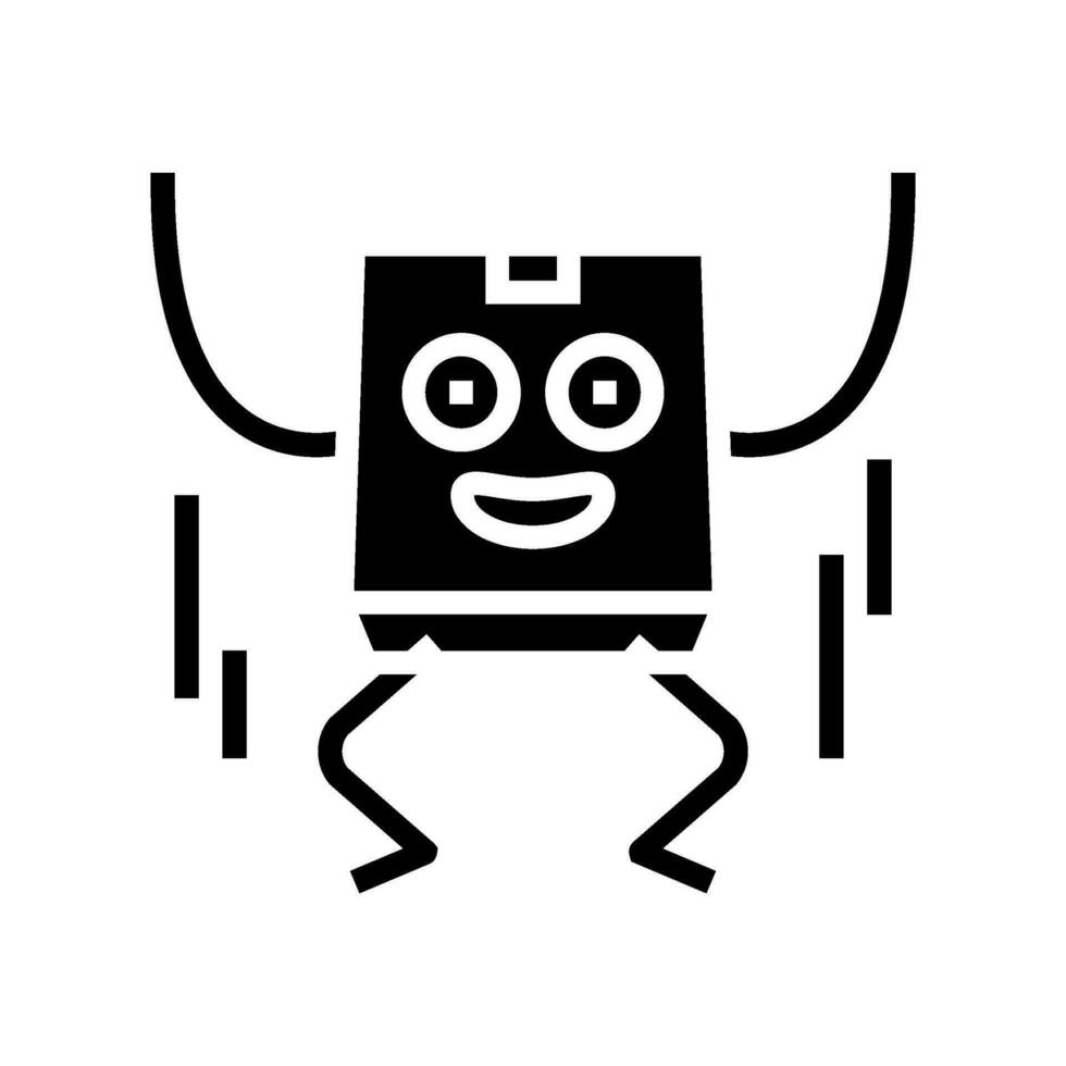 springen karton doos karakter glyph icoon vector illustratie