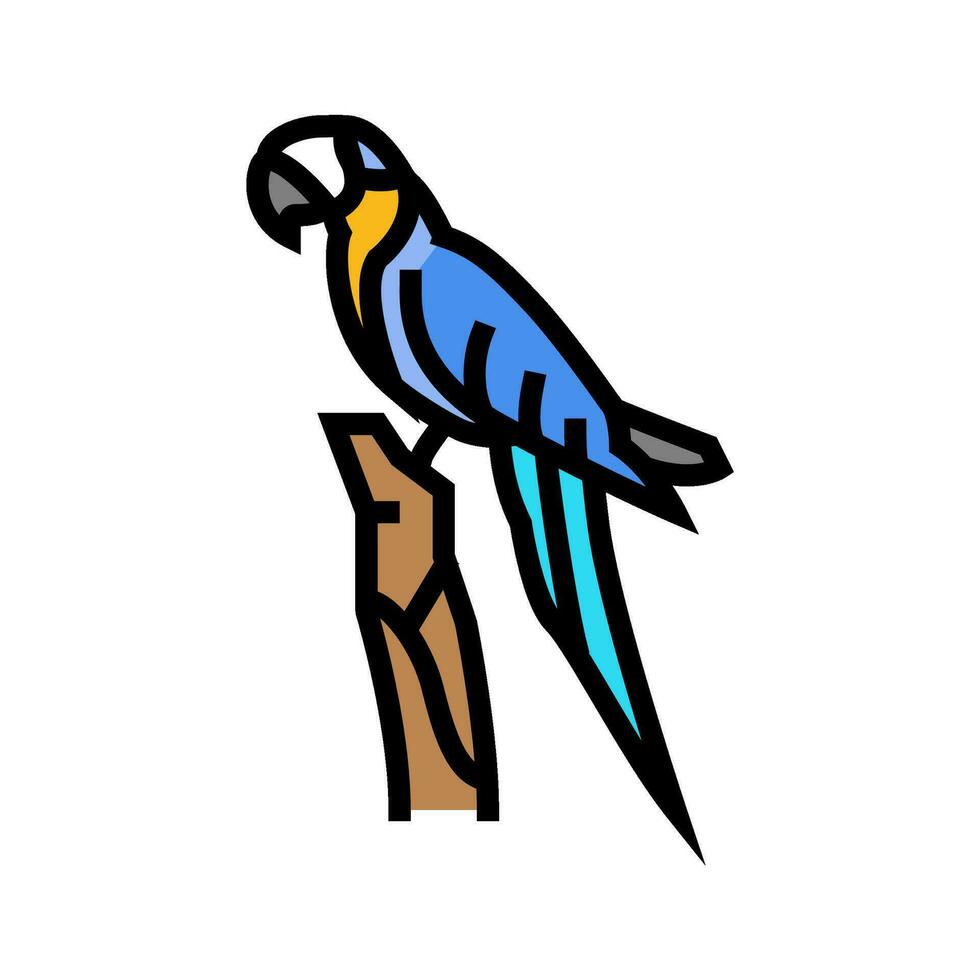 ara zittend papegaai vogel kleur icoon vector illustratie