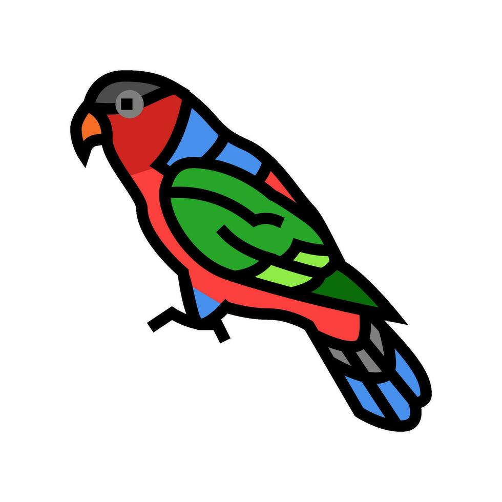zwart afgedekt lory papegaai vogel kleur icoon vector illustratie