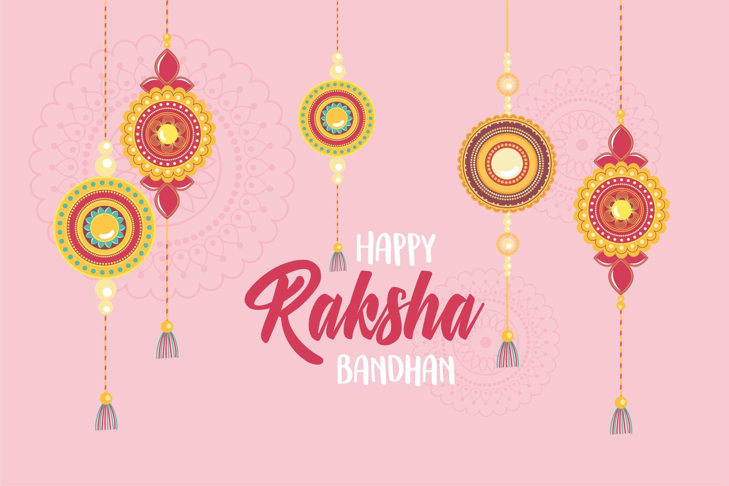 raksha bandhan, hangende armbanden van liefdesbroers en zussen indisch feest vector