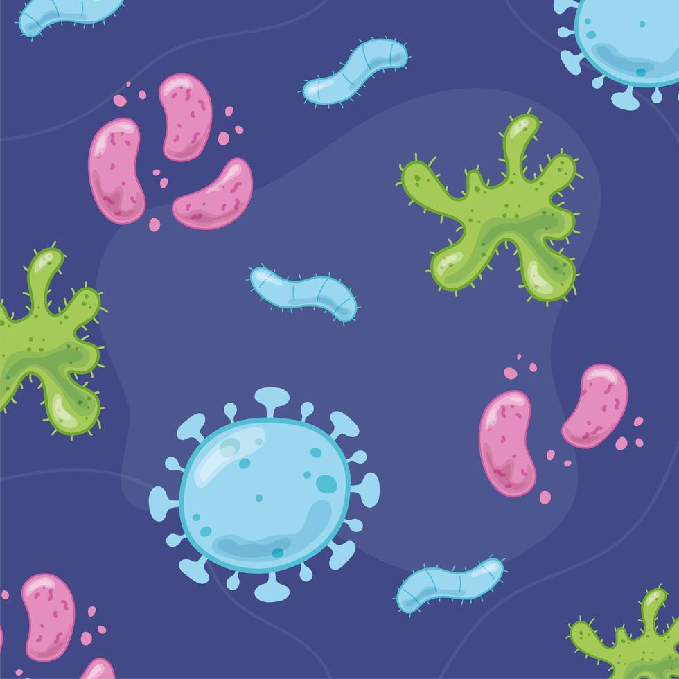 coronavirus covid 19 en virusachtergrond met ziektecellen, bacteriegerelateerd ontwerp vector