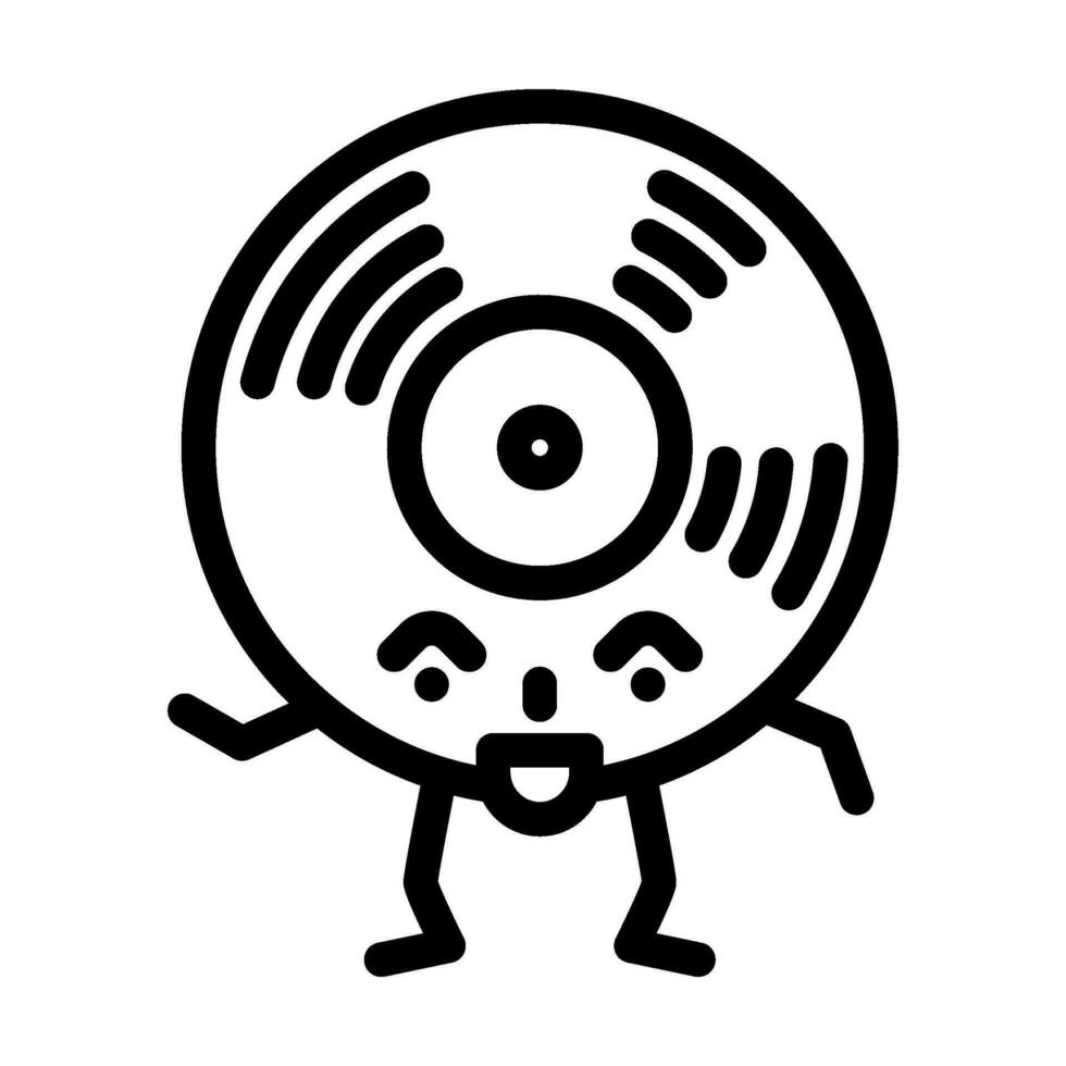 vinyl schijf muziek- retro karakter lijn icoon vector illustratie