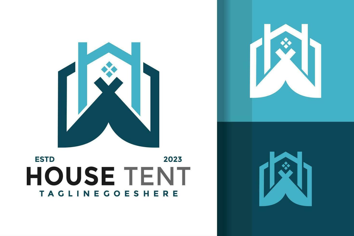 huis tent logo ontwerp vector symbool icoon illustratie