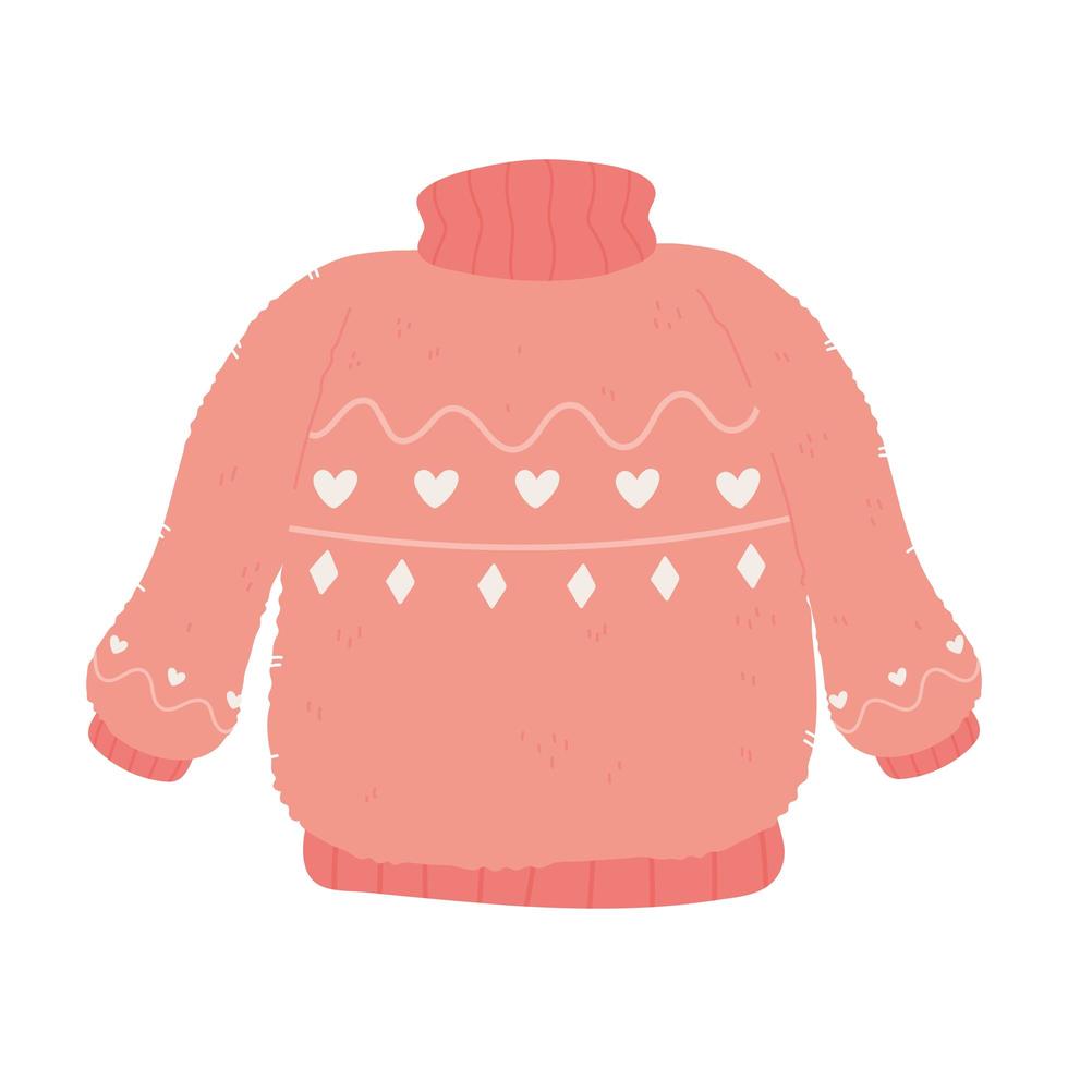 roze trui warme kleding mode, cartoon hygge stijl vector
