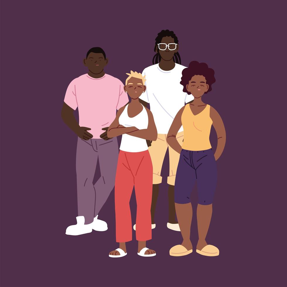zwarte jongens en meisjes tekenfilms met vectorontwerp in stedelijke stijl style vector