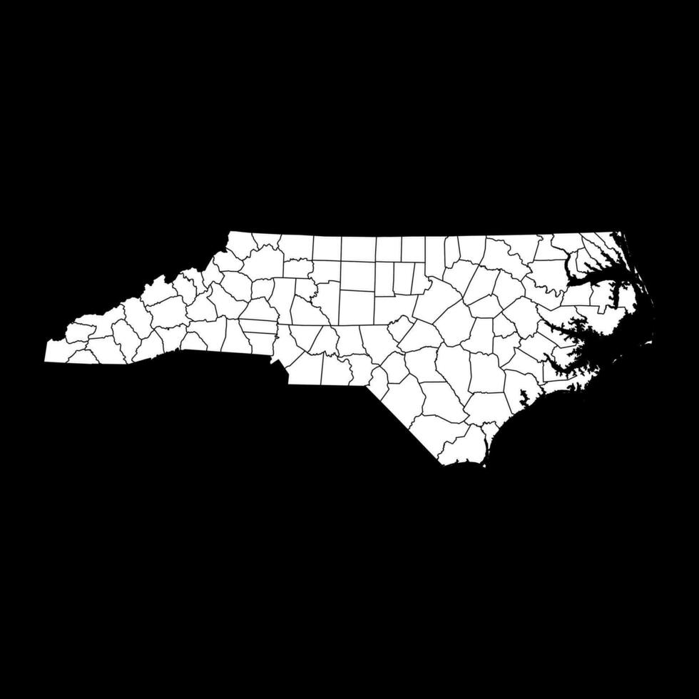 noorden carolina staat kaart met provincies. vector illustratie.