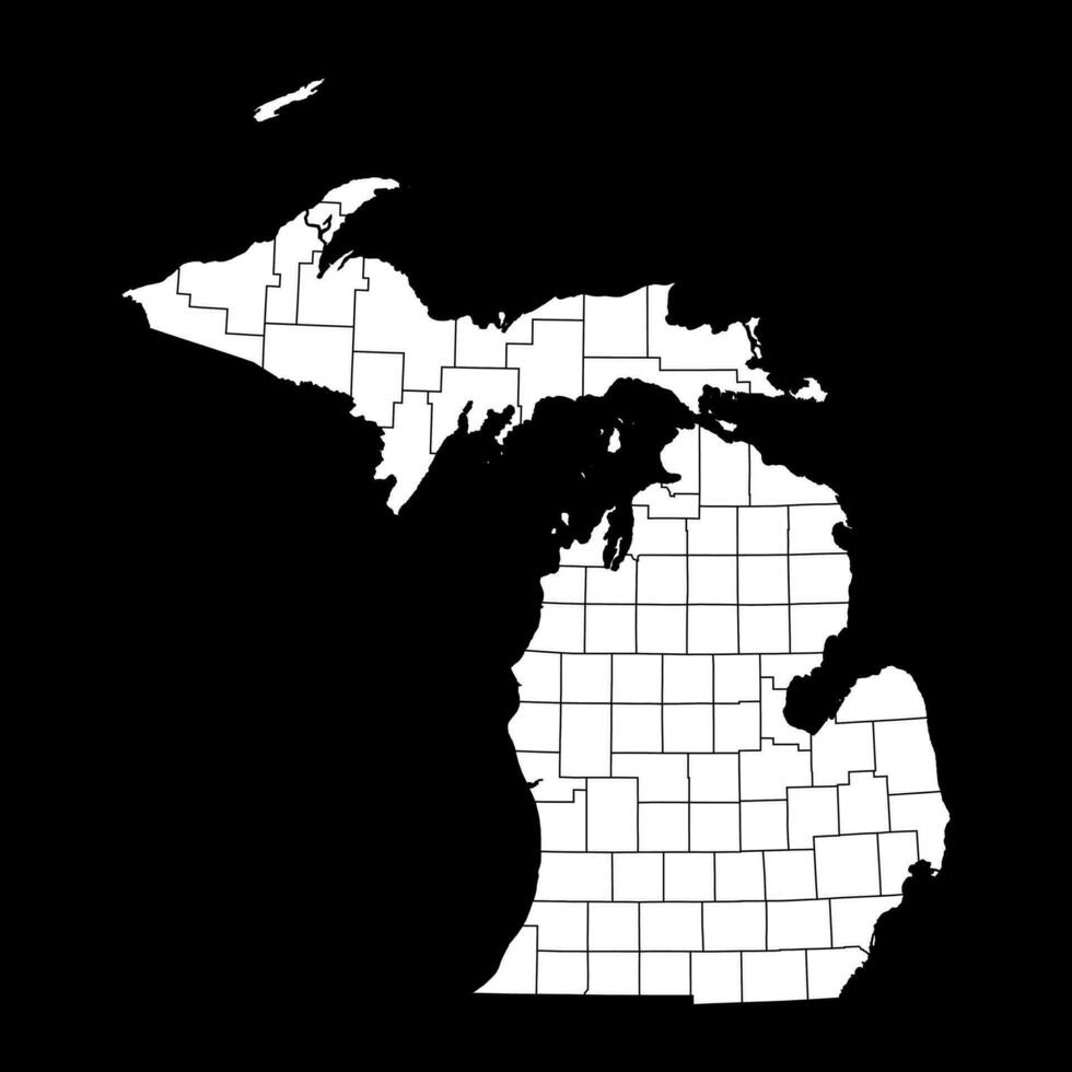 Michigan staat kaart met provincies. vector illustratie.