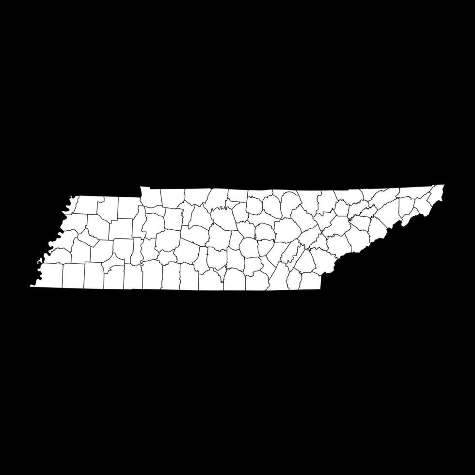 Tennessee staat kaart met provincies. vector illustratie.