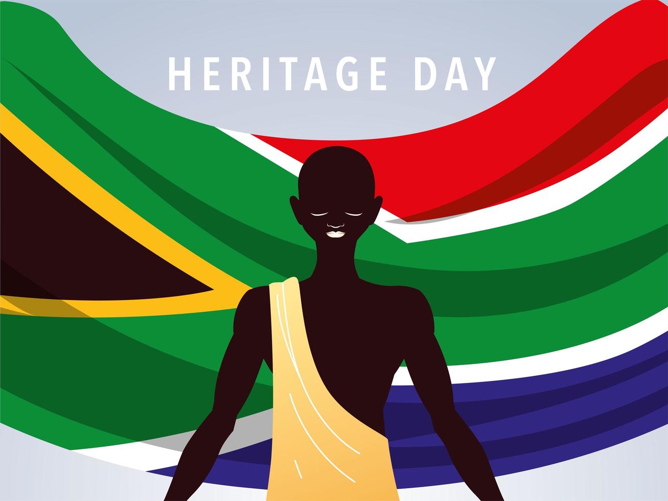 erfgoeddag met persoon afro en vlag van zuid-afrika vector