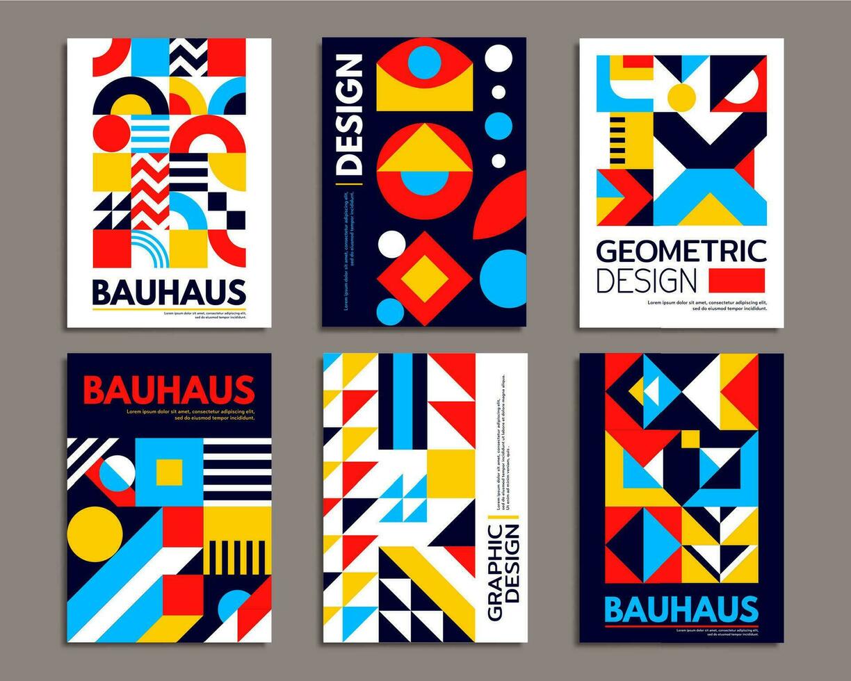 modern abstract meetkundig bauhaus posters vector