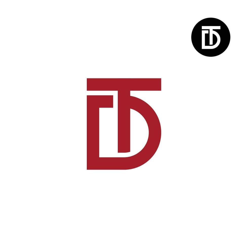 brief td dt monogram logo ontwerp gemakkelijk vector