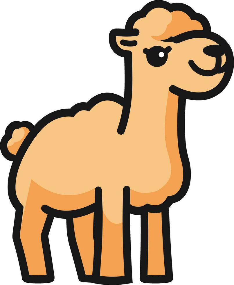 een tekenfilm kameel staand in voorkant van een wit achtergrond vector