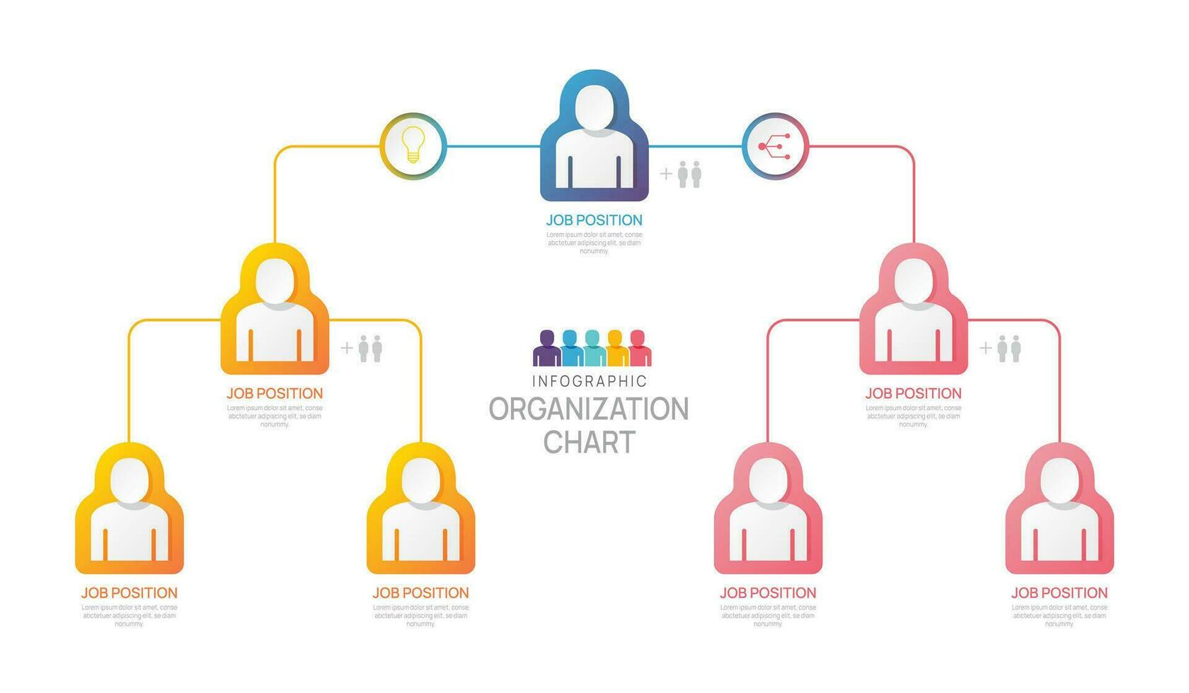 infographic sjabloon voor organisatie tabel met bedrijf avatar pictogrammen. vector infographic voor bedrijf.