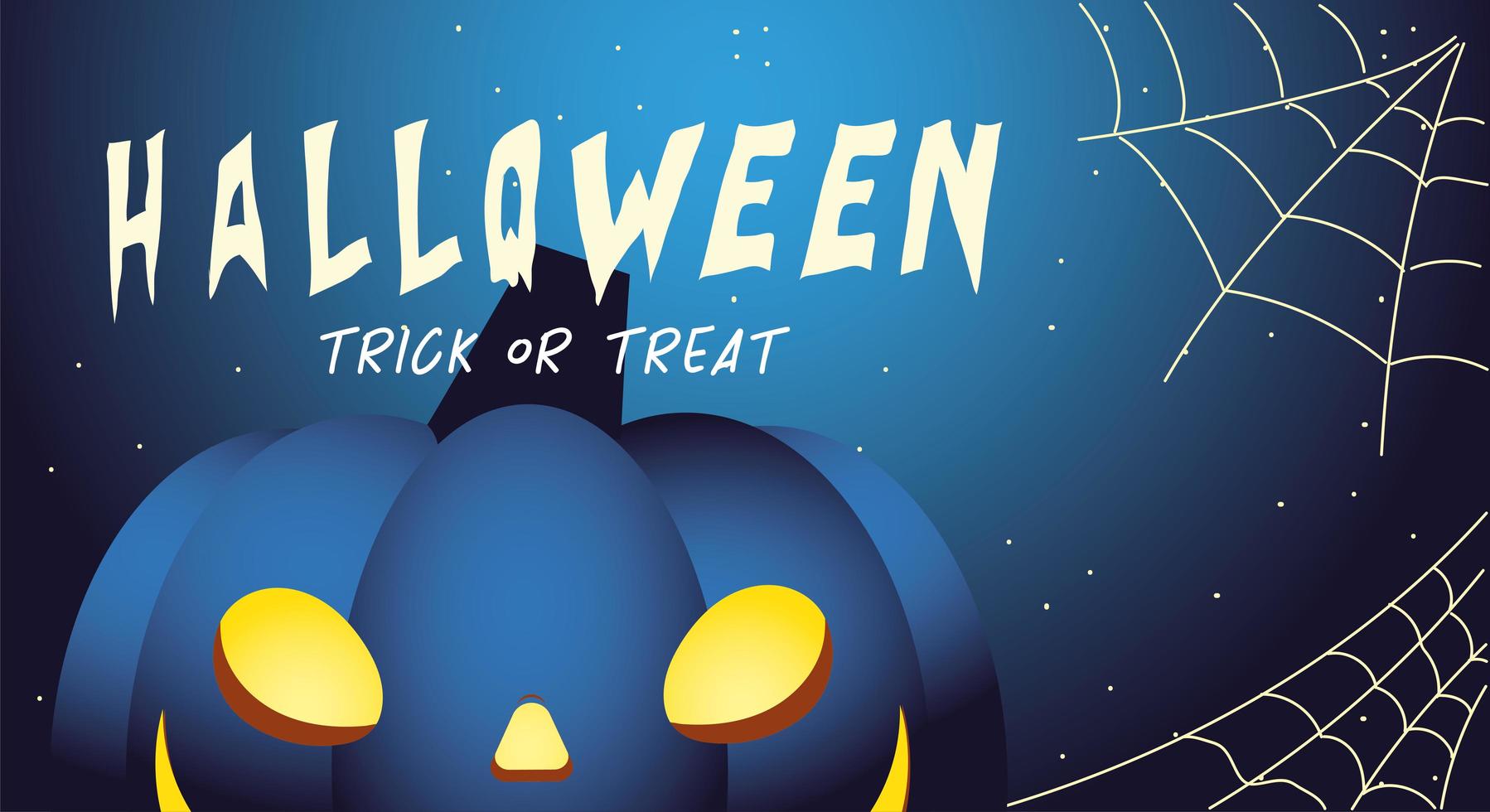 halloween nacht achtergrond met pompoen en label trick or treat vector