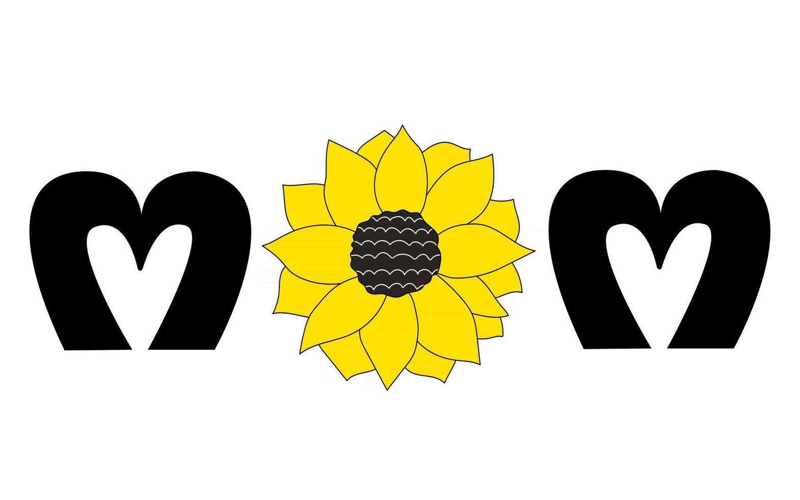 schattig doodle tekst moeder zonnebloem geïsoleerde lijn hand getrokken vector illustraties liefde sticker schets voor een tattoo ontwerp