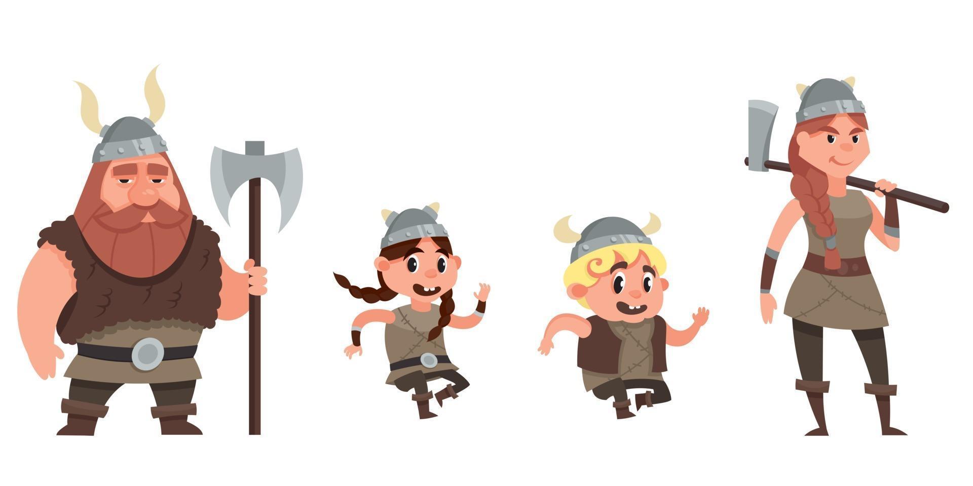 Viking familie plezier. vector