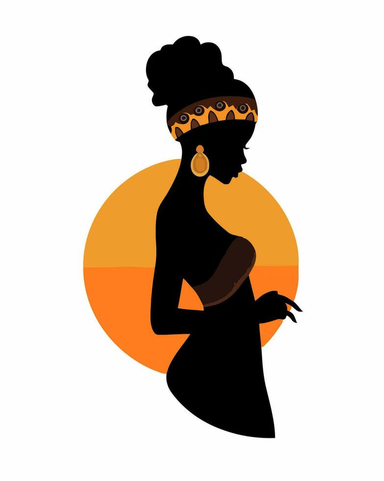 een silhouet van een vrouw in een traditioneel Afrikaanse jurk vector