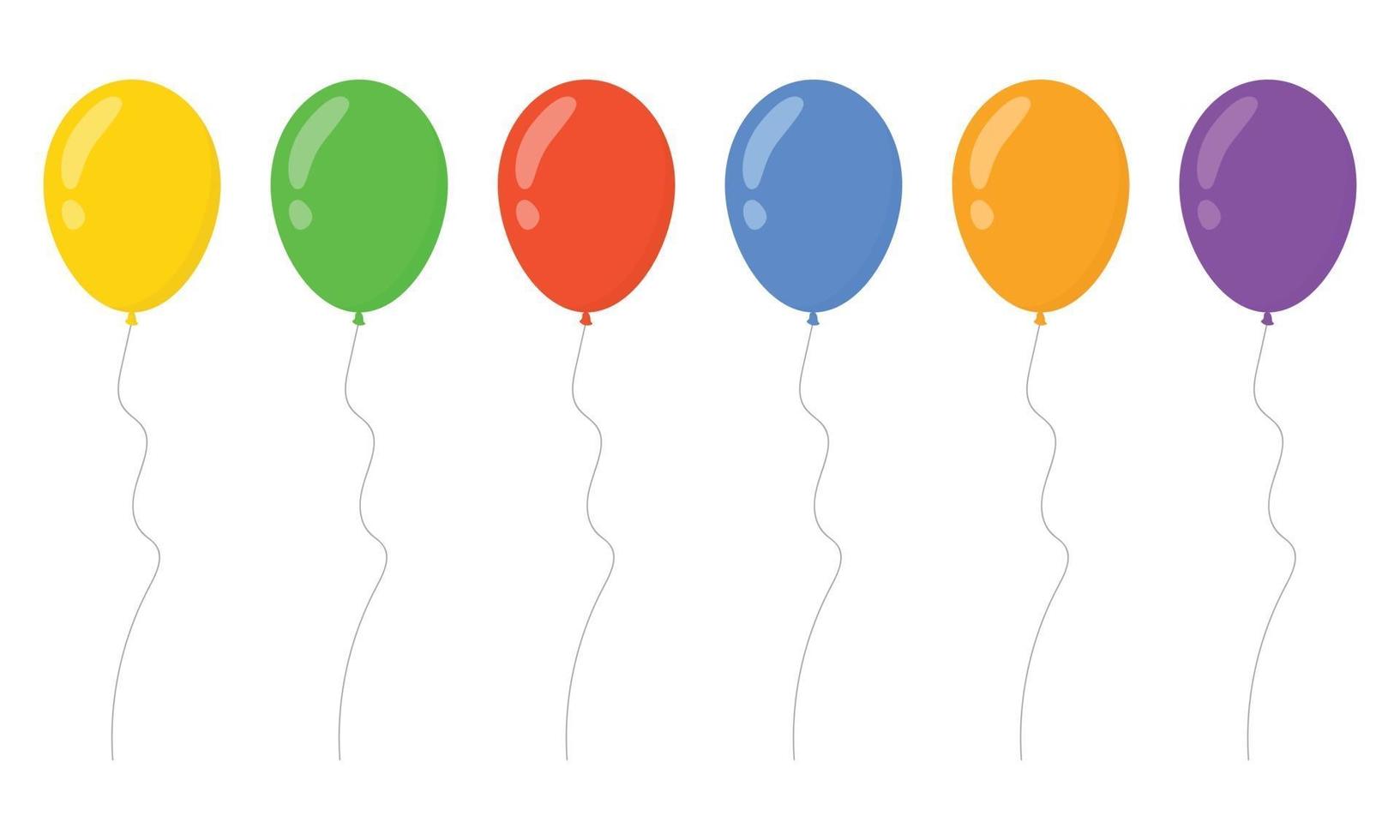 set gekleurde ballonnen in vlakke stijl vector