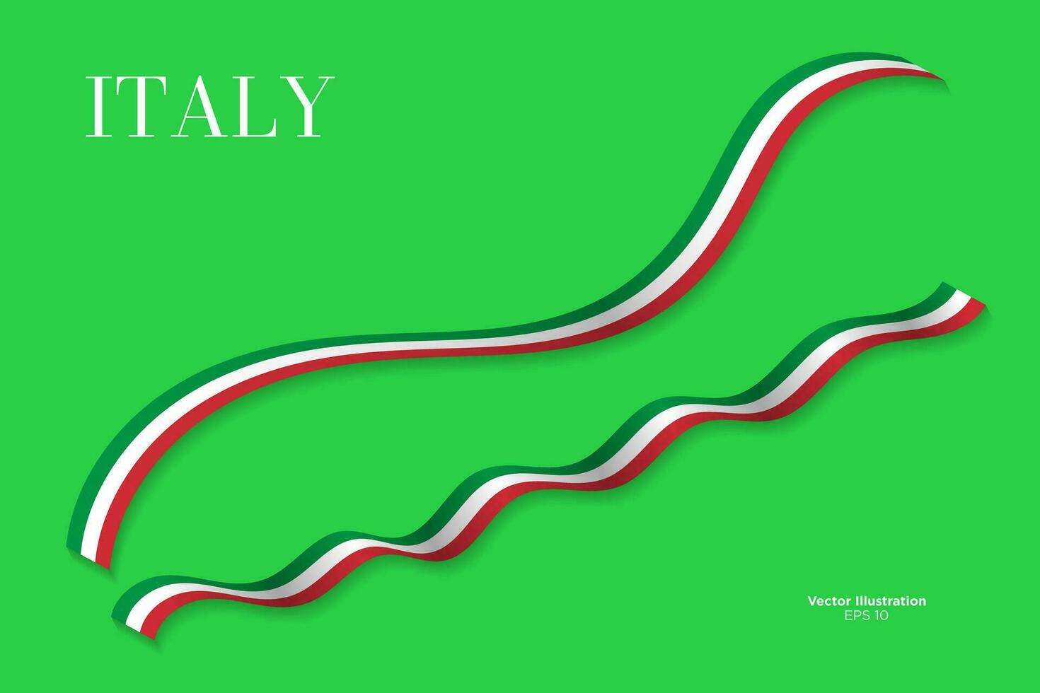 3d weergegeven Italiaans vlag lint reeks met schaduwen, geïsoleerd Aan wit achtergrond. gekruld en weergegeven in perspectief. grafisch bron. bewerkbare vector illustratie. eps 10.