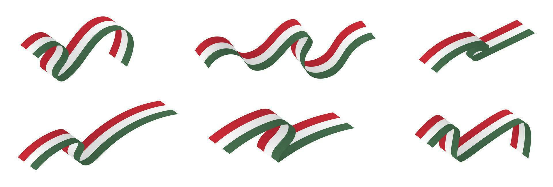 3d Hongarije vlag linten. lang Hongaars vlaggen, Hongarije driekleuren vlag. Hongaars vlag linten geïsoleerd Aan wit achtergrond. bewerkbare vector illustratie. eps 10.
