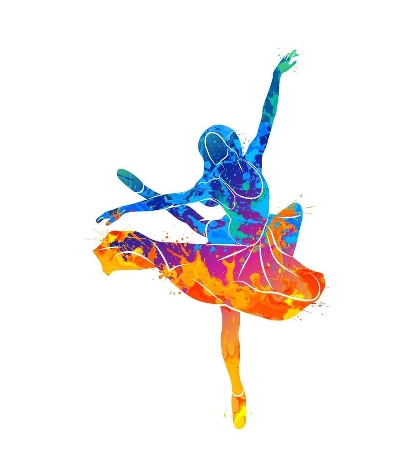 abstract dansend meisje van splash van aquarellen. vectorillustratie van verven. vector