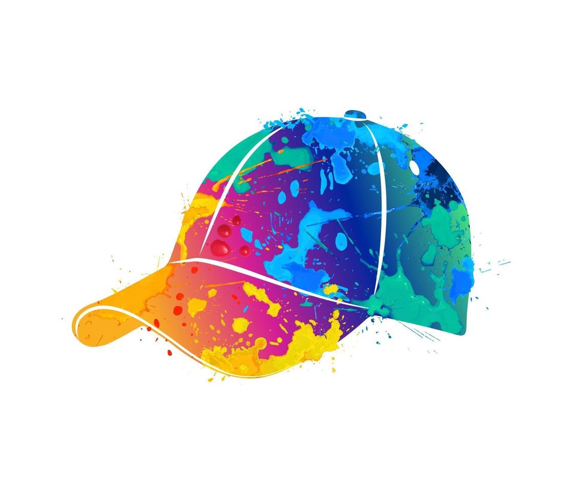 abstracte baseballcap splash van aquarellen. vectorillustratie van verven. vector