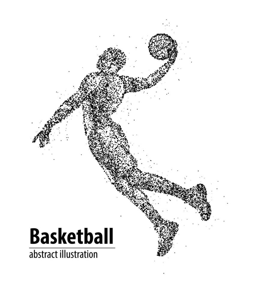 abstracte basketbalspeler in sprong uit de zwarte cirkels. vectorillustratie. vector