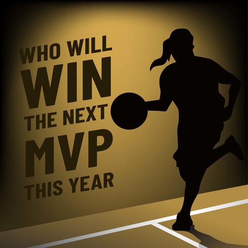 MVP-bannersjabloon met het Vrouwelijke Silhouet van de Basketbalspeler vector