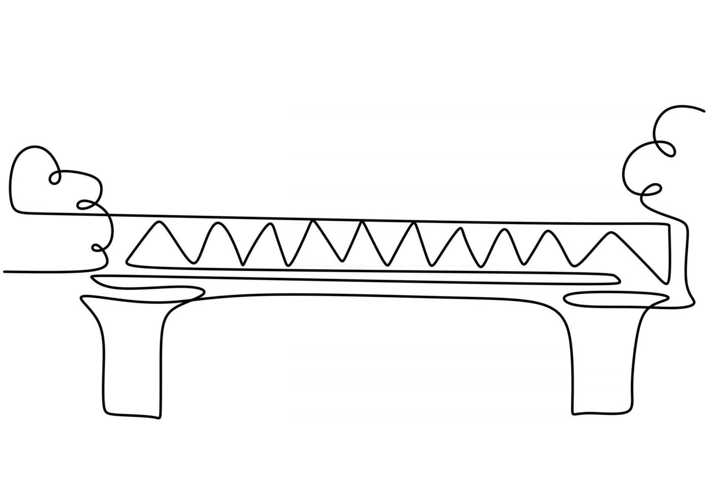 gigantische brug over de rivier. ononderbroken één lijn van het ontwerp van de brugtekening. eenvoudige moderne minimalistische stijl geïsoleerd op een witte achtergrond. vector