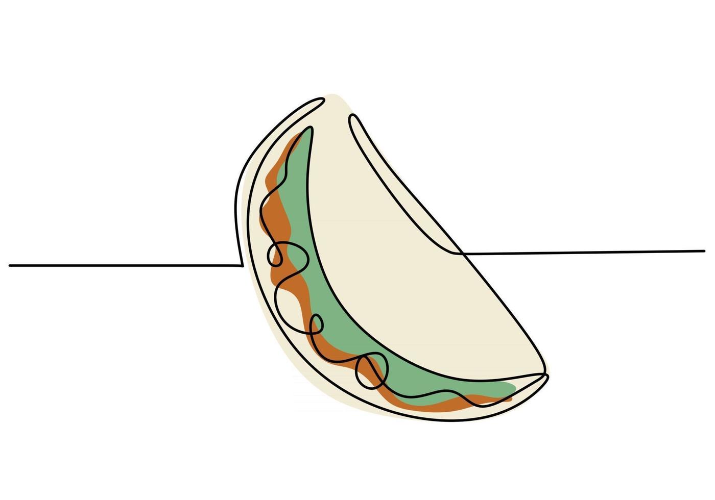 enkele ononderbroken lijn van grote heerlijke kebab. een grote heerlijke kebab in één lijnstijl geïsoleerd op een witte achtergrond. vector