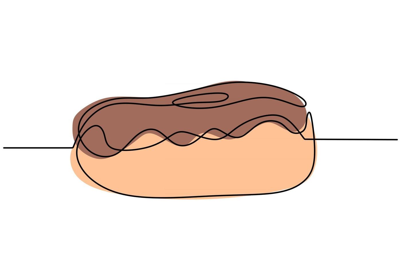 enkele ononderbroken lijn van grote bruine donuts. grote bruine donuts in één lijnstijl geïsoleerd op een witte achtergrond. vector